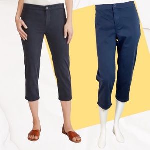 Lila Ryan The Jase Slim Straight Pedal Pusher Brushed Sateen Navy Blue Pants